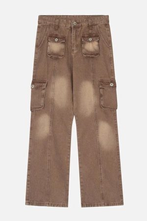 Concert Outfit Vintage Multi Pocket Jeans