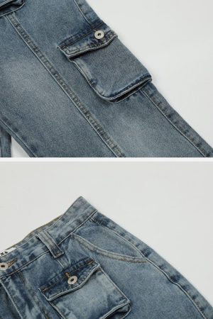 Concert Outfit Vintage Multi Pocket Jeans