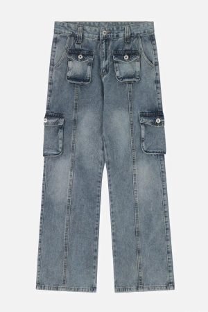 Concert Outfit Vintage Multi Pocket Jeans