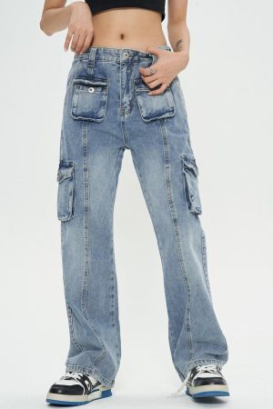 Concert Outfit Vintage Multi Pocket Jeans