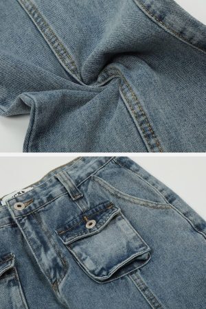 Concert Outfit Vintage Multi Pocket Jeans