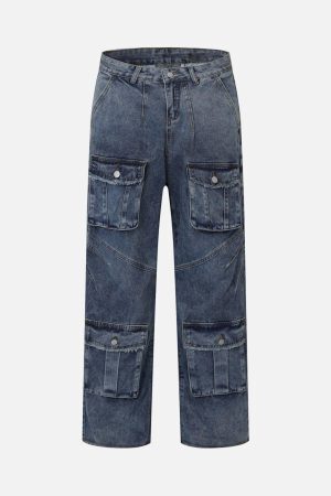 Concert Outfit Vintage Multi-Pocket Workwear Jeans