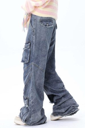 Concert Outfit Vintage Multi-Pocket Workwear Jeans