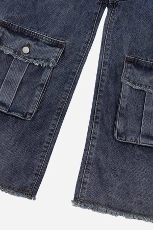 Concert Outfit Vintage Multi-Pocket Workwear Jeans