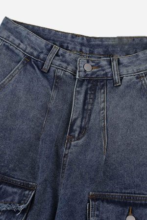 Concert Outfit Vintage Multi-Pocket Workwear Jeans