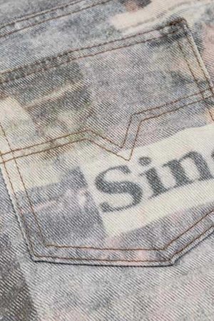 Concert Outfit Vintage Newspaper Digital Print Pants