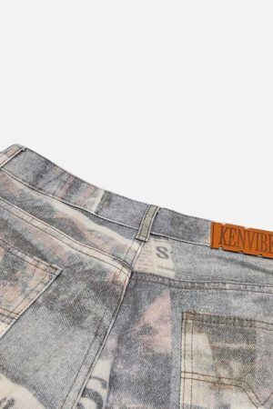 Concert Outfit Vintage Newspaper Digital Print Pants