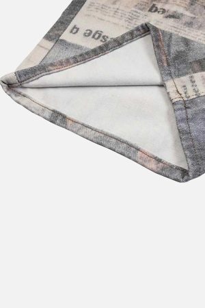 Concert Outfit Vintage Newspaper Digital Print Pants