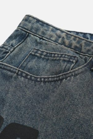 Concert Outfit Vintage Number Print Jeans