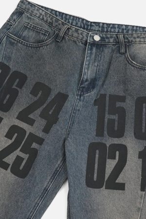 Concert Outfit Vintage Number Print Jeans