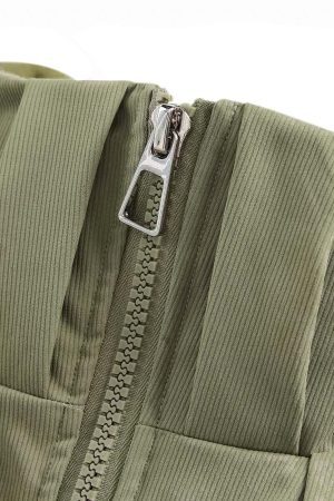 Concert Outfit Vintage Oversized Pleated Stand Collar Jacket