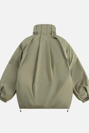 Concert Outfit Vintage Oversized Pleated Stand Collar Jacket