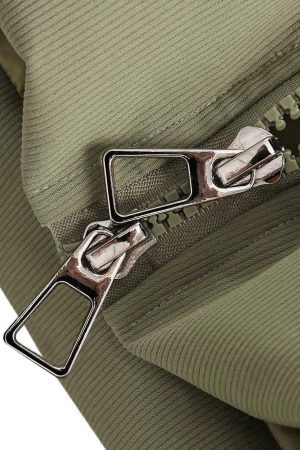 Concert Outfit Vintage Oversized Pleated Stand Collar Jacket