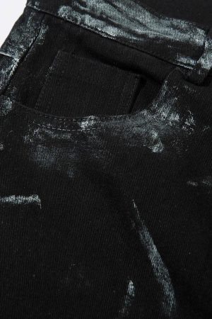 Concert Outfit Vintage Painted Wide-Leg Pleated Jeans