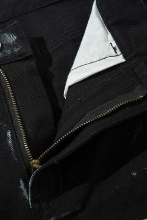 Concert Outfit Vintage Painted Wide-Leg Pleated Jeans