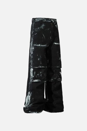 Concert Outfit Vintage Painted Wide-Leg Pleated Jeans