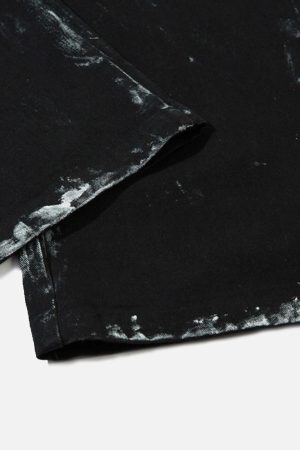 Concert Outfit Vintage Painted Wide-Leg Pleated Jeans