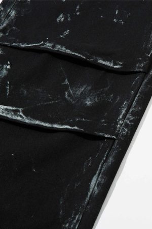 Concert Outfit Vintage Painted Wide-Leg Pleated Jeans