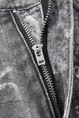 Concert Outfit Vintage Paisley Digital Print Straight Jeans