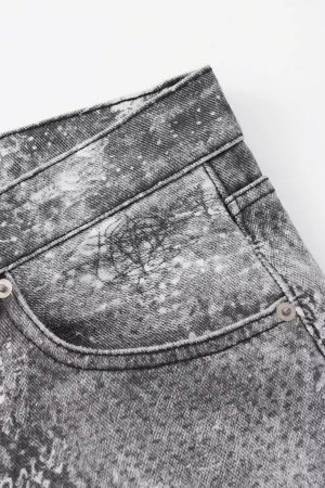 Concert Outfit Vintage Paisley Digital Print Straight Jeans