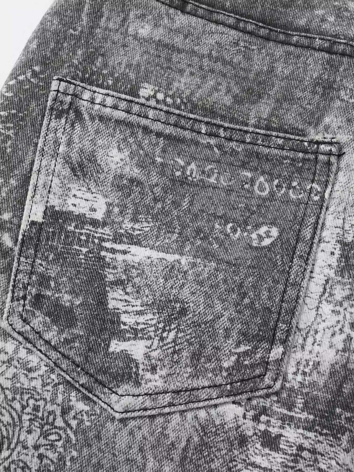 Concert Outfit Vintage Paisley Digital Print Straight Jeans Concert Outfit Vintage Paisley Digital Print Straight Jeans