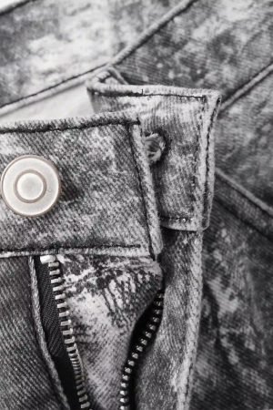 Concert Outfit Vintage Paisley Digital Print Straight Jeans