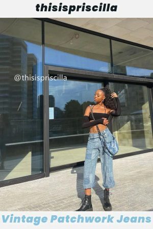 Concert Outfit Vintage Patchwork Jeans
