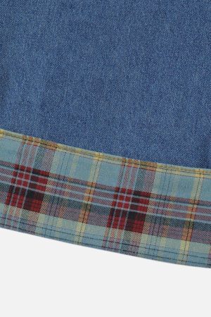 Concert Outfit Vintage Plaid Cuffed Jeans