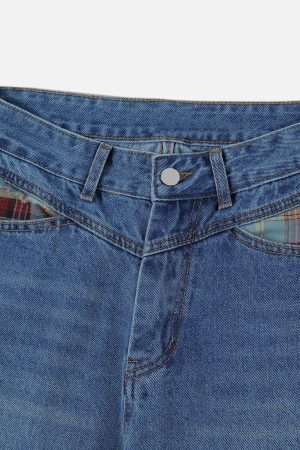 Concert Outfit Vintage Plaid Cuffed Jeans