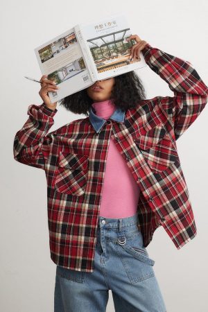 Concert Outfit Vintage Plaid Long-Sleeved Shirt