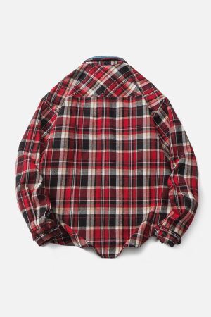 Concert Outfit Vintage Plaid Long-Sleeved Shirt