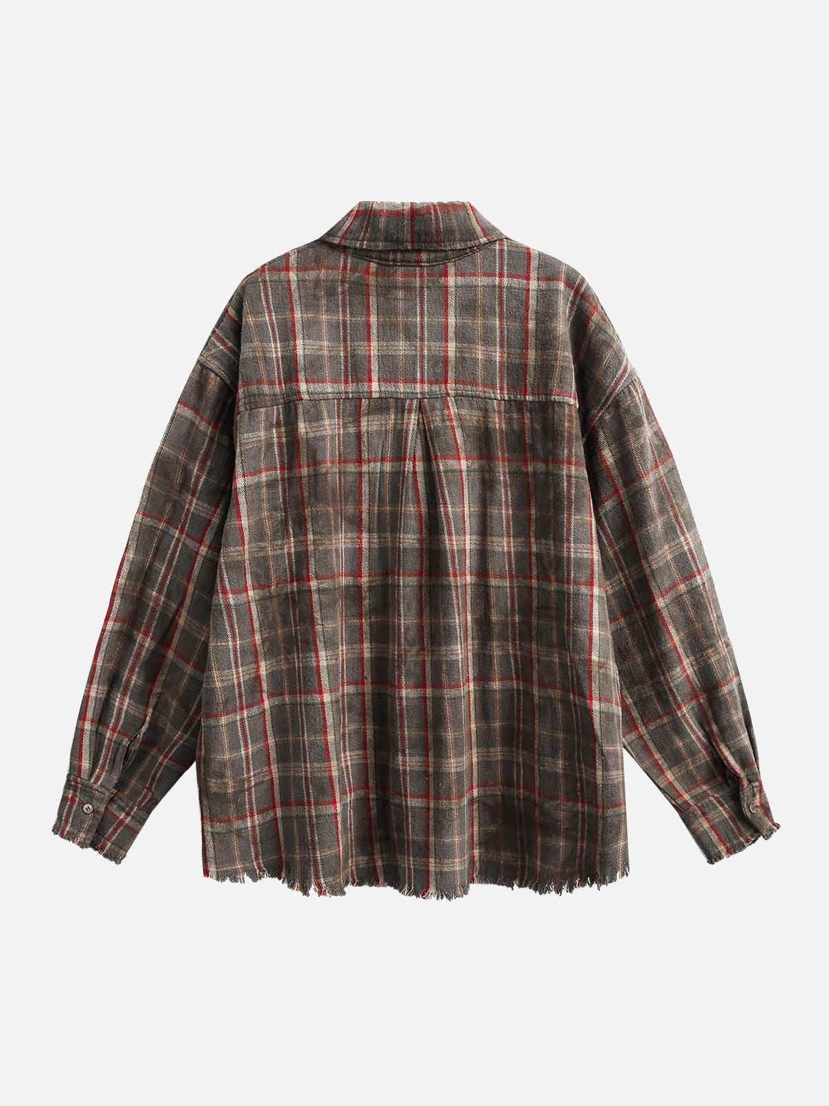 Concert Outfit Vintage Plaid Tie-Dye Long Sleeve Shirt Concert Outfit Vintage Plaid Tie-Dye Long Sleeve Shirt