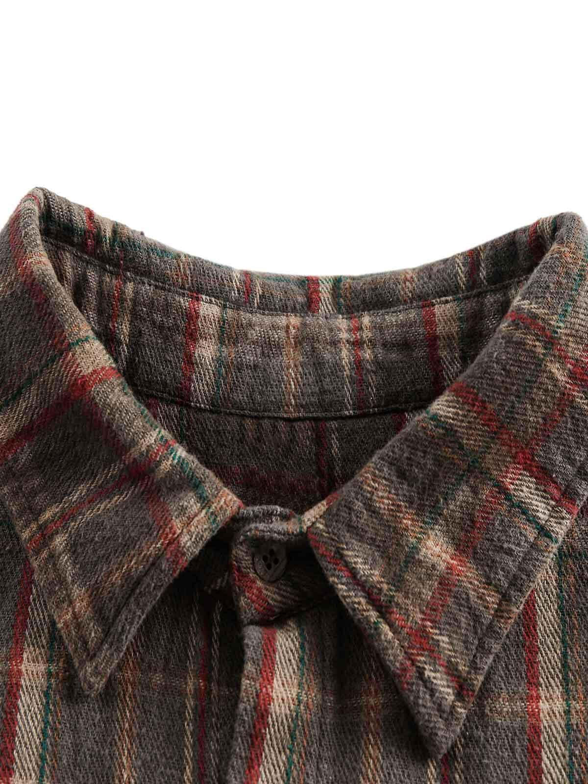 Concert Outfit Vintage Plaid Tie-Dye Long Sleeve Shirt Concert Outfit Vintage Plaid Tie-Dye Long Sleeve Shirt