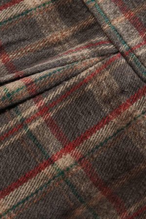 Concert Outfit Vintage Plaid Tie-Dye Long Sleeve Shirt