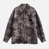 Concert Outfit Vintage Plaid Tie-Dye Long Sleeve Shirt