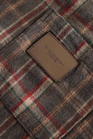 Concert Outfit Vintage Plaid Tie-Dye Long Sleeve Shirt