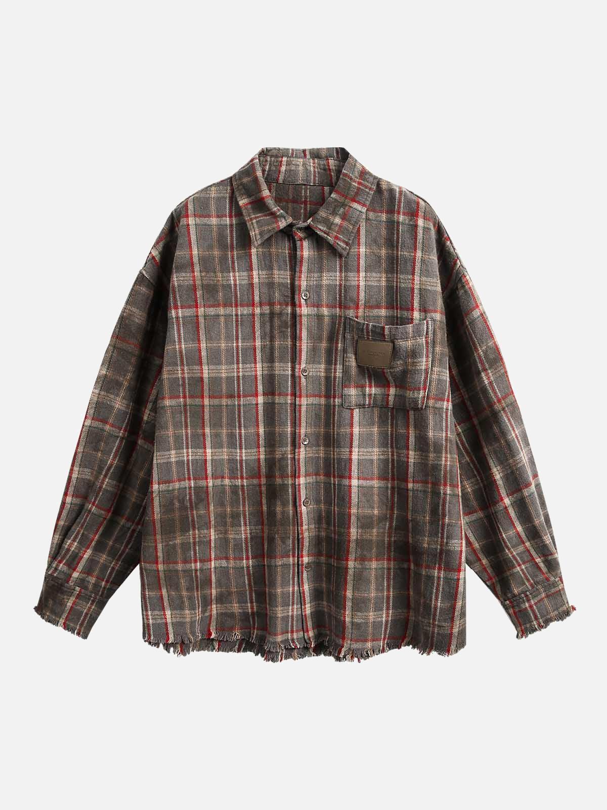 Concert Outfit Vintage Plaid Tie-Dye Long Sleeve Shirt Concert Outfit Vintage Plaid Tie-Dye Long Sleeve Shirt