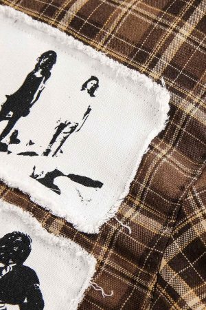 Concert Outfit Vintage Portrait Applique Long Sleeve Shirt