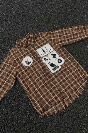 Concert Outfit Vintage Portrait Applique Long Sleeve Shirt