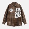 Concert Outfit Vintage Portrait Applique Long Sleeve Shirt
