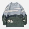 Concert Outfit Vintage Prairie Cow Pattern Streetwear Sweater