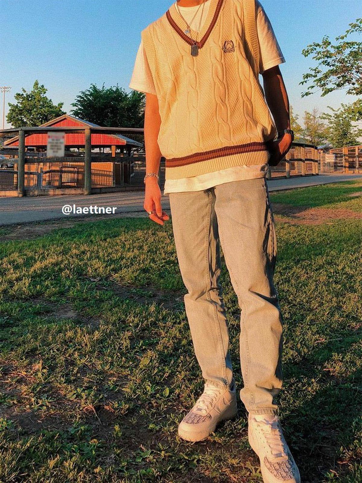 Concert Outfit Vintage Preppy Style Knit Sweater Vest Concert Outfit Vintage Preppy Style Knit Sweater Vest