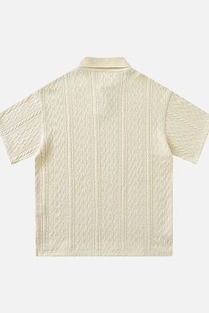 Concert Outfit Vintage Print Lapel Short Sleeve Polo Shirt