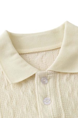 Concert Outfit Vintage Print Lapel Short Sleeve Polo Shirt