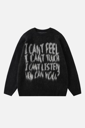 Concert Outfit Vintage Print Letter Sweater