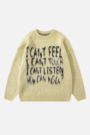 Concert Outfit Vintage Print Letter Sweater