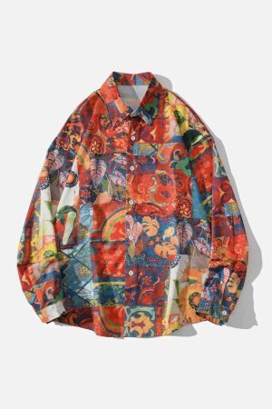 Concert Outfit Vintage Print Long-Sleeved Shirt