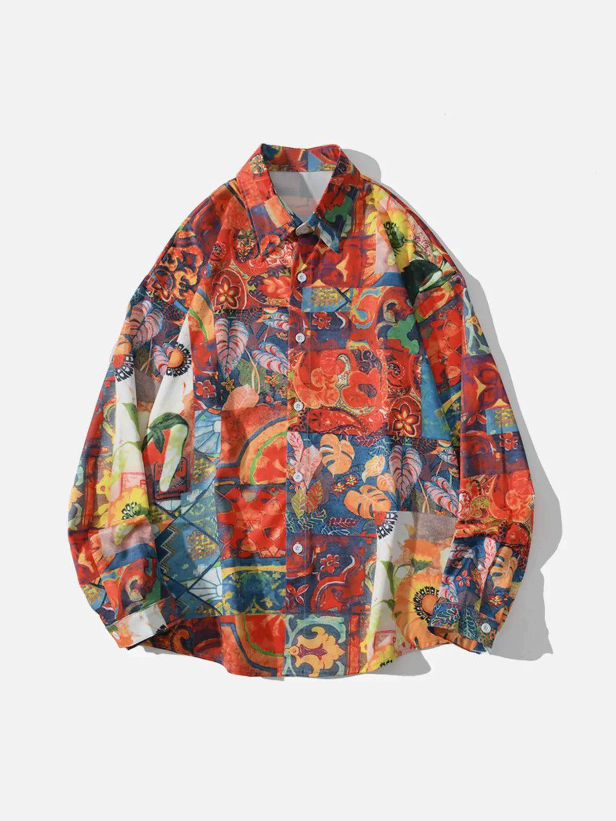 Concert Outfit Vintage Print Long-Sleeved Shirt Concert Outfit Vintage Print Long-Sleeved Shirt