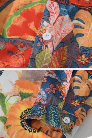 Concert Outfit Vintage Print Long-Sleeved Shirt