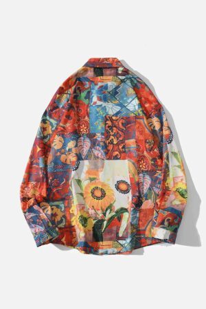 Concert Outfit Vintage Print Long-Sleeved Shirt